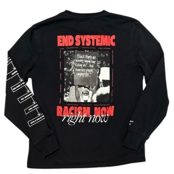 CHNGE UO Anti Racism Shirt Urban Outfitters SZ Medium Black Long Sleeve Graphic - Picture 2 of 10